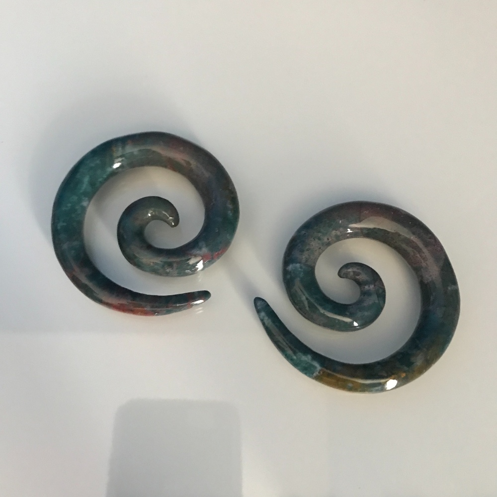 SOLD Laughing Buddha Ear weights Indian agate